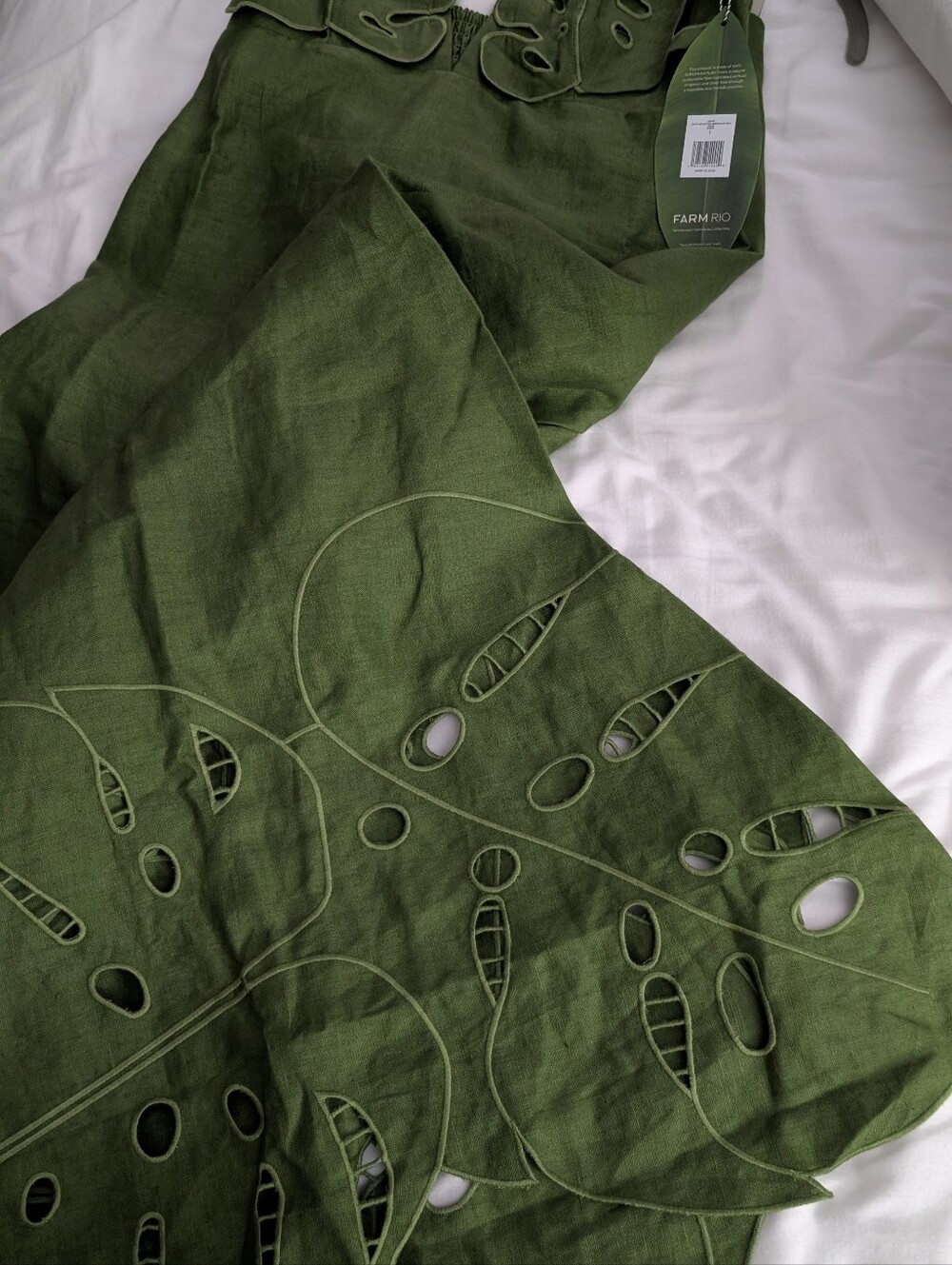 NWT Farm Rio Monstera Embroidered Linen Midi Dress - Picture 6 of 6